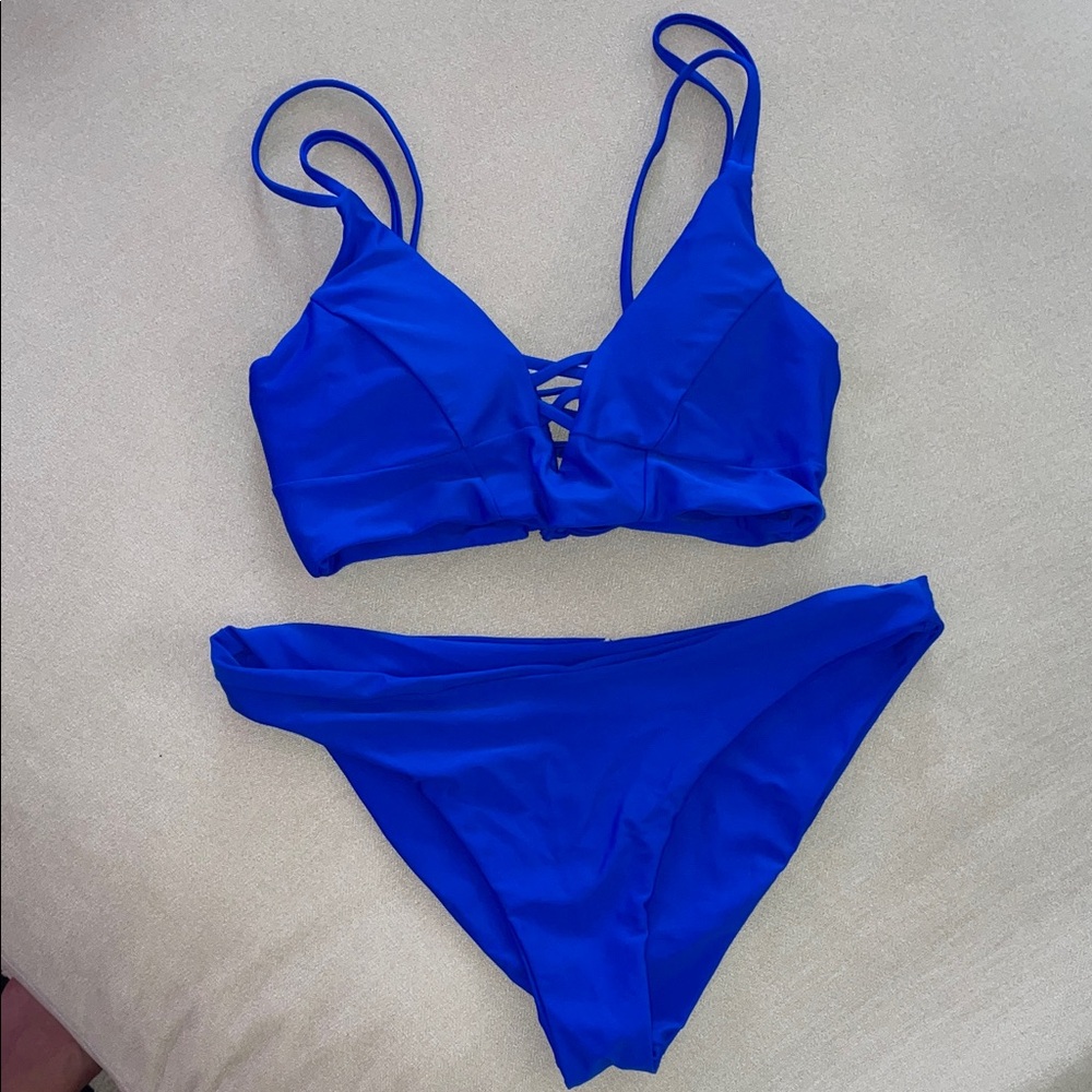 Zaful Blue Bralette Bikini Set with Adjustable Straps